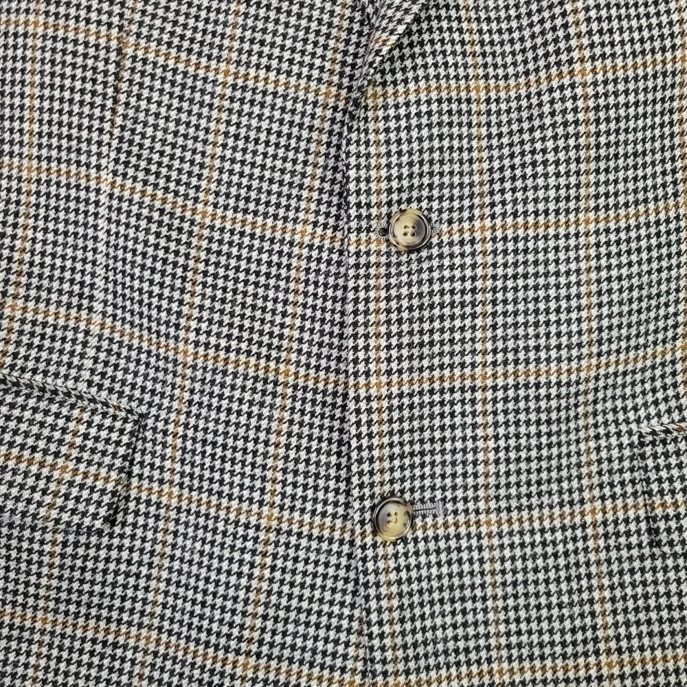 Austin Reed London Houndstooth Tweed Blazer Mens 42‎ Gray 2 Button Vintage USA